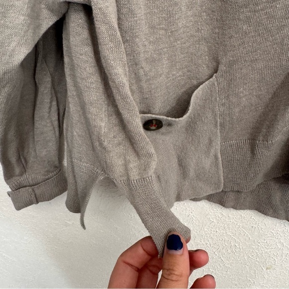 Anthropologie Moth Linen Blend Gray Button Front Cardigan Size Large - Picture 6 of 8